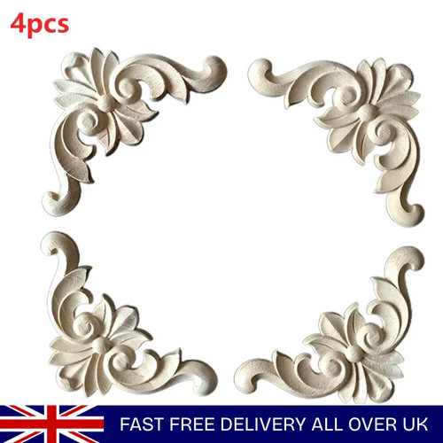 4pcs wooden carved corner - wooden,