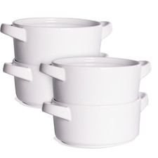 Soup Bowls with Handles - Set of 4 Cereal, Pasta & Stew Bowl Serving Bowls | M&W