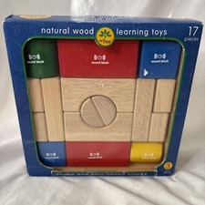 Vtg Little Tree Natural Wood Learning Toys Shake & Play Sound Blocks 17 Pc NEW