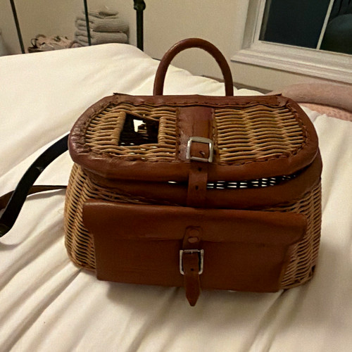 Vintage fishing creel leather - creel,