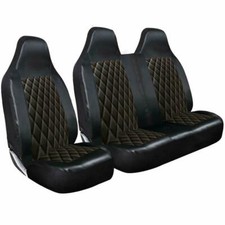 FOR PEUGEOT EXPERT 2016 ON - BLACK QUILTED LEATHER VAN SEAT COVERS SINGLE DOUBLE