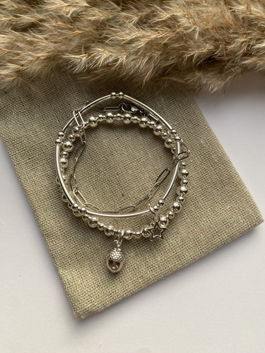Silver plated stretch bead - silver,