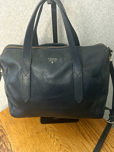 Fossil black leather zip - black,