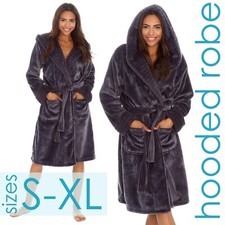 Ladies Faux Fur Trim Robe Soft