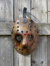 Friday The 13th Freddy Vs Jason Voorhees Battle Damaged Horror Custom Mask Blood