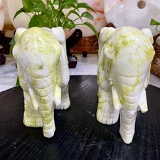12LB 2 pieces of Chinese natural jade handmade carved elephant home decoration-