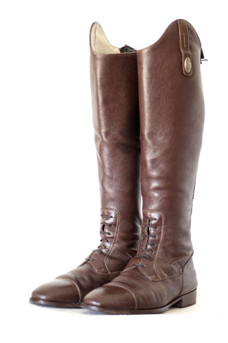 Brown leather riding boots - leather,