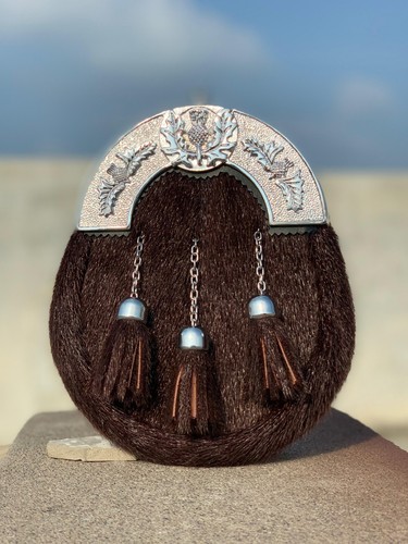 Men brown fur leather - fur,