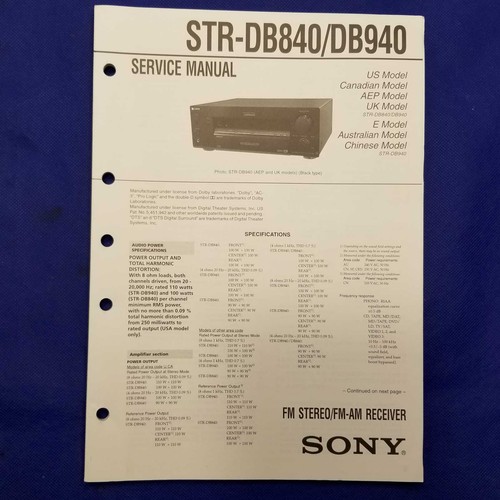 Sony str db840 - str-db840, str-db940