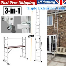 Triple Extension Ladders Folding Working Platform Scaffold Ladder Multi Purpose