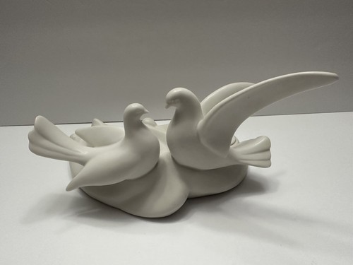 White doves candles holder - white,