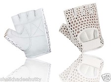 LEATHER MESH PADDED CYCLING WEIGHT LIFTING EXERCISE TRAINING WHEELCHAIR GLOVES