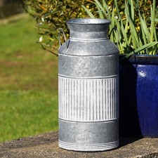 Galvanised Milk Churn Ribbed