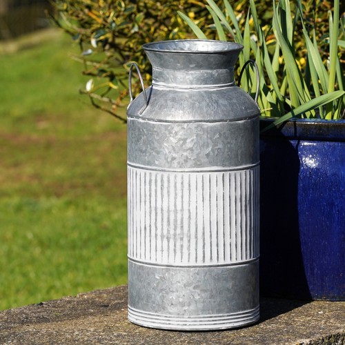 Galvanised milk churn ribbed - churn,