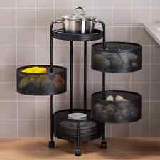 5 Tier Kitchen Rotating Storage Trolley Cart Utility Vegetable Mobile Shelf