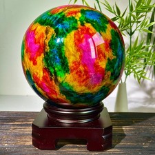 11.24lb  Polishing and Decorative Treatment of Natural Colorful Jade Balls+base