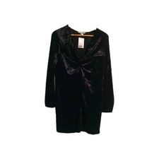 H&M Long Sleeve Black Velvet V