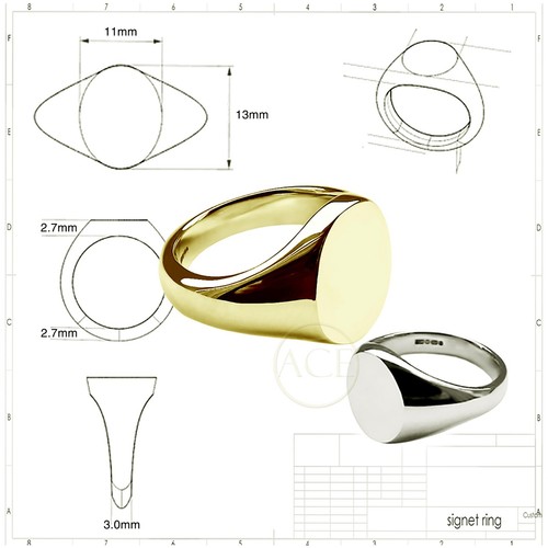 18ct solid yellow gold signet - 18ct,