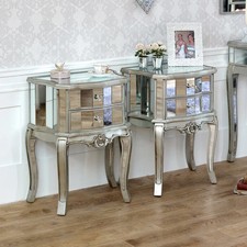 Pair Mirrored Venetian bedside