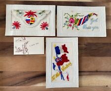 WW1 silk postcards, rare designs, British, x3, flags, great condition