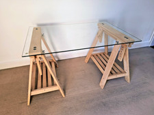 IKEA Trestle table with glass