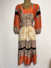 Peruzzi Orange Vibrant Midi Dress Size 8