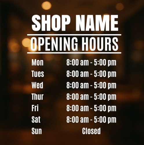 Opening hours personalised - opening,