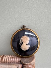 Vintage MINIATURE WORLD OF PETER BATES LTD, PONY TAILED GIRL IN CAMEO, CONVEX