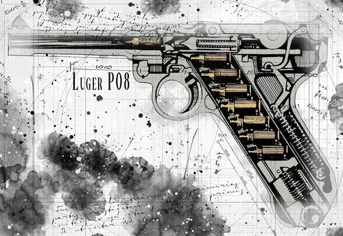 Line tech drawing luger - tech,