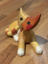 Goebel Rosina Wachtmeister Orange Stripes Lying Cat Figurine, Signed.