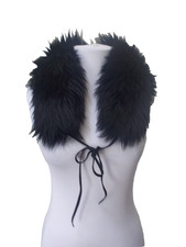BANANA REPUBLIC Black Lamb Shearling Fur Suede Tie Front Collar