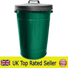 Large METAL GARDEN GREEN BIN WASTE BIN COMPOST BIN & RUBBER LID with HANDLES