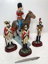 4x Military Soldier Figures Vintage Resin Horse old Civil War Napoleonic Statues