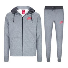 Nike Air Men's Full Zip Cotton Fleece Tracksuit Carbon Heather Anthracite