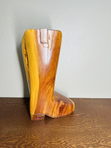 Chainsaw carved cedar boot - cedar,