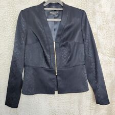 Speziale Per Una Uk12 Black Zip Blazer Jacket Snakeskin Print Italian Fabric