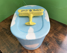 Utterly Butterly Butter Dish Aeroplane St Ivel Retro Blue Cloud 6x5" Ceramic Pot