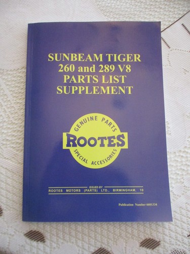Sunbeam tiger parts list - tiger,