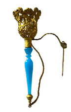 ANTIQUE VICTORIAN GILT METAL AND OPALINE GLASS HANDLE TUSSIE MUSSIE POSY HOLDER