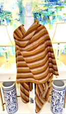 GLENTEX Brown STRIPED Wool Cape WRAP OS ARTSY ART TO WEAR Lagenlook Layering
