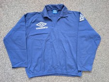 Vintage Umbro Drill Top Mens Medium Blue Pro Training Football 90s Soccer Retro