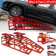 4 ton Hydraulic Car Ramps 2PC Heavy Duty Garage Auto Van Bottle Lift Jack Ramp