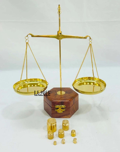 Vintage brass weight scale - vintage,