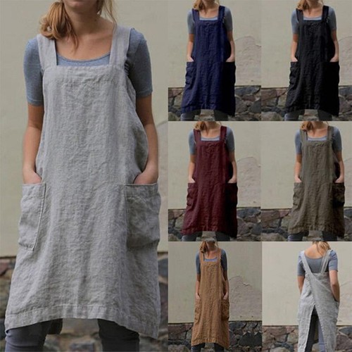 Cotton linen cross - back, apron