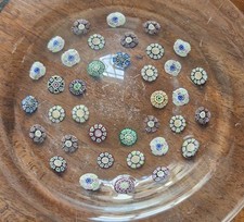 Antique Millefiori Glass Flat Dish - Baccarat Style