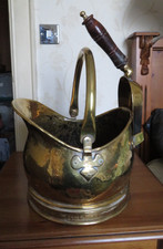 Vintage brass coal scuttle and