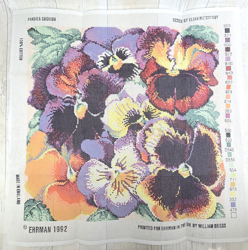 Ehrman pansies cushion - pansies,