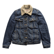 Lee Storm Rider Jacket Womens Medium Blue Denim Sherpa Fleece Barn Field