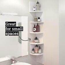 5-Tier Corner Shelves, Floating Corner Shelf, Wall Organizer Storage White Black
