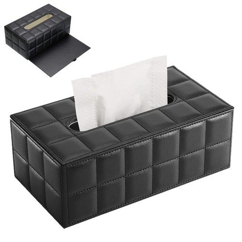 Faux leather tissue box holder - faux,